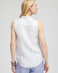 No Iron™ Linen Tie-Front Sleeveless Shirt