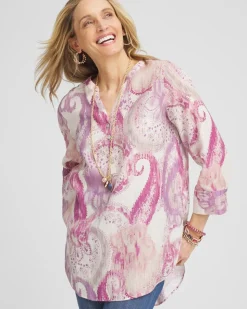 No Iron™ Multi Paisley Linen Tunic