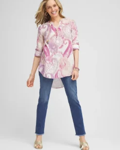 No Iron™ Multi Paisley Linen Tunic