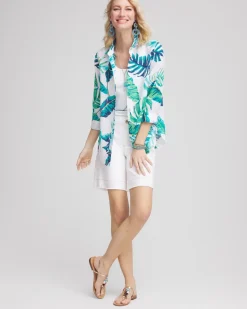 No Iron™ Palm Print Linen Shirt