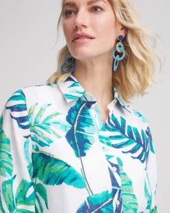 No Iron™ Palm Print Linen Shirt