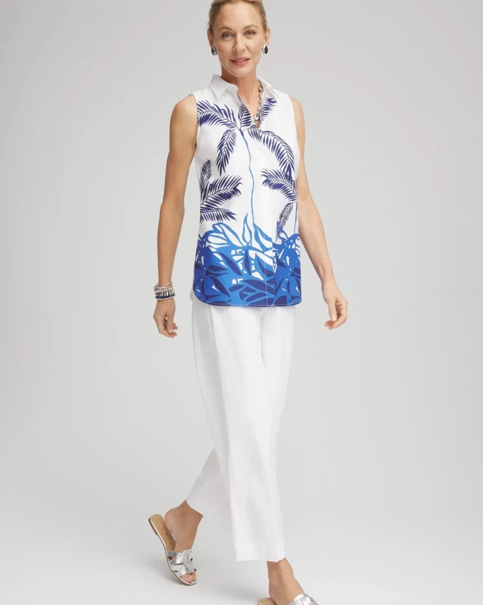 No Iron™ Palms Sleeveless Sateen Shirt