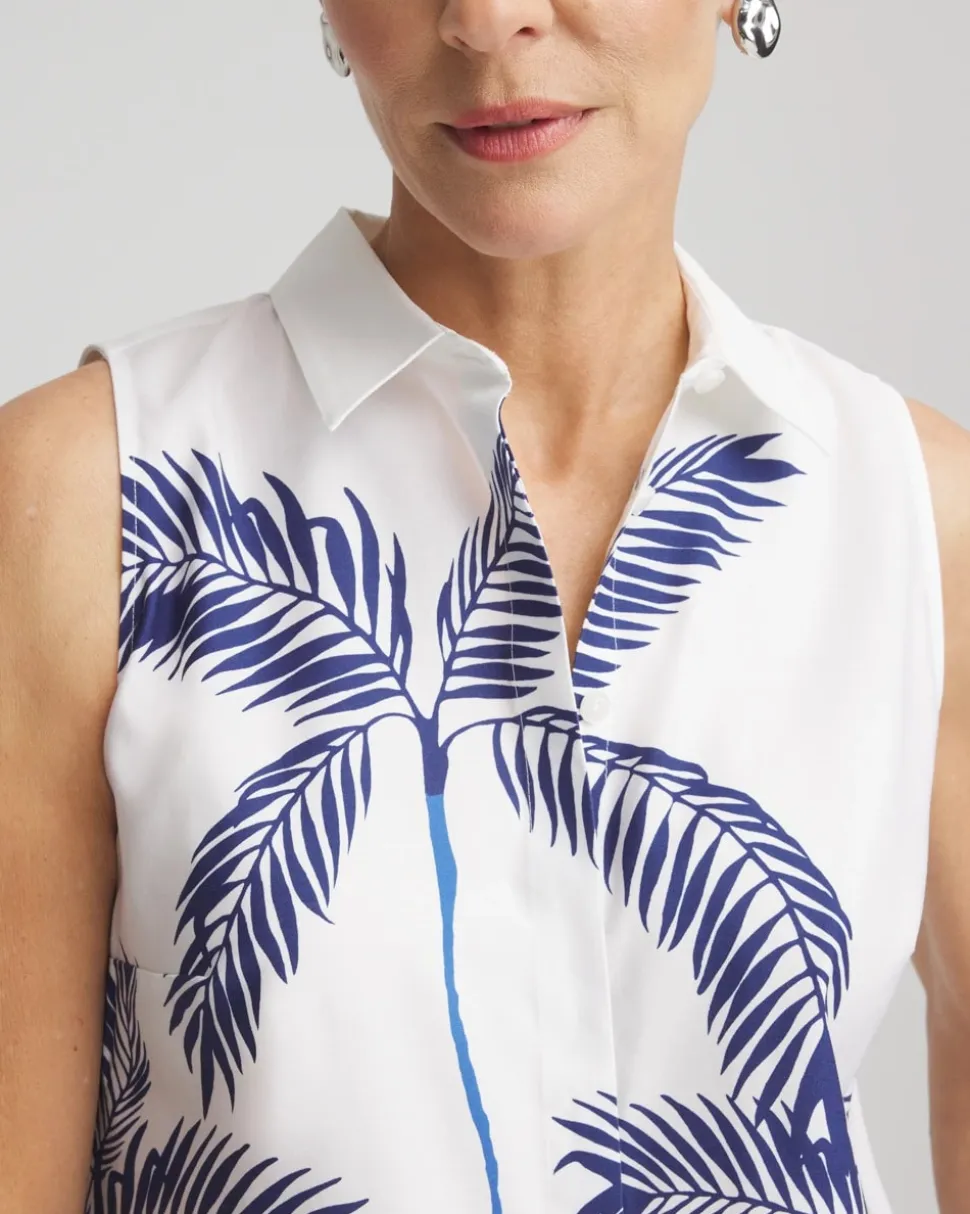 No Iron™ Palms Sleeveless Sateen Shirt