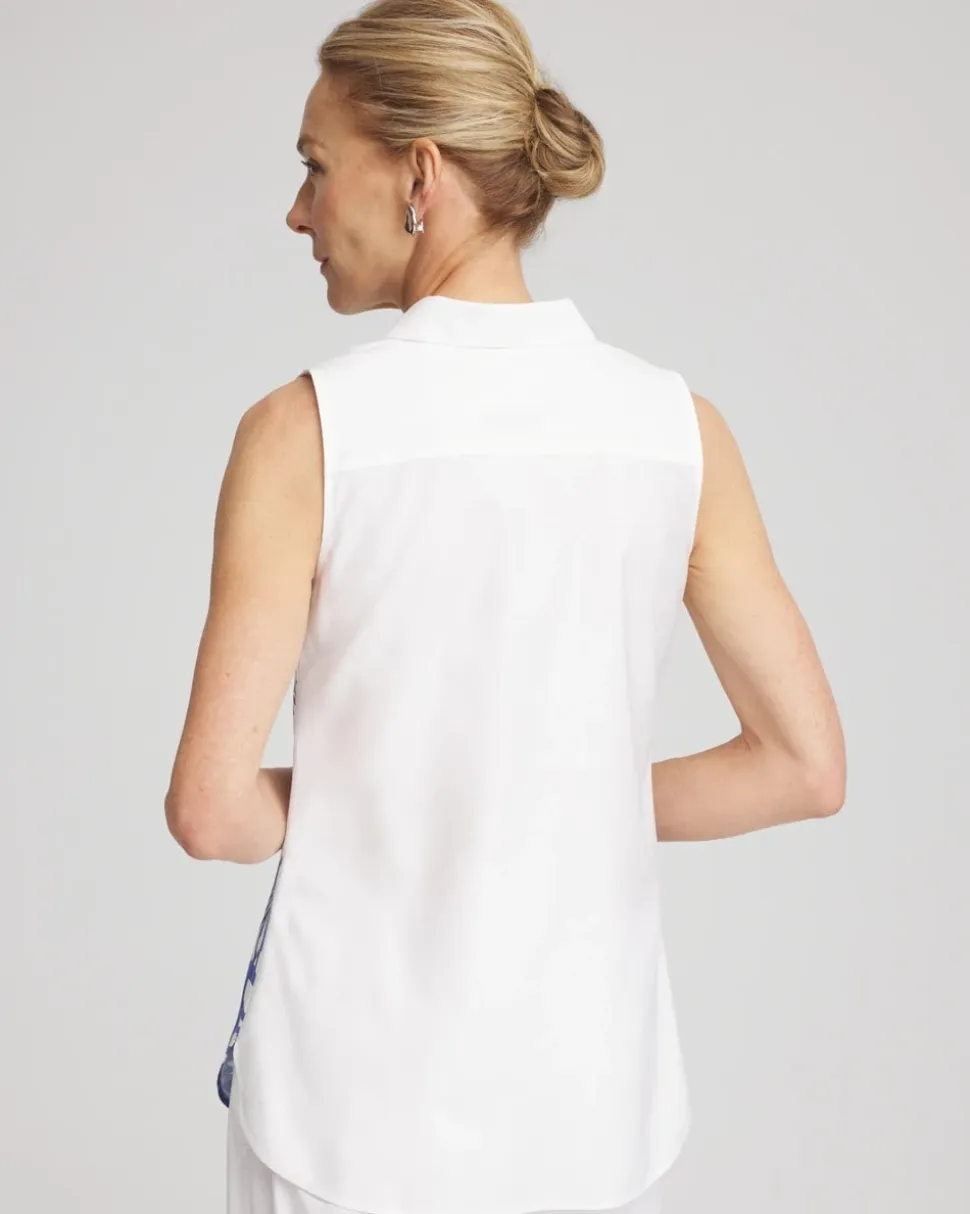 No Iron™ Palms Sleeveless Sateen Shirt