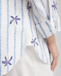 No Iron™ Palm Striped Sateen Shirt