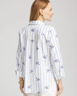 No Iron™ Palm Striped Sateen Shirt