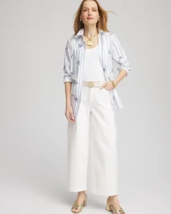 No Iron™ Palm Striped Sateen Shirt
