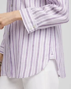 No Iron™ Plum Striped Linen Shirt