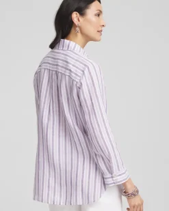 No Iron™ Plum Striped Linen Shirt