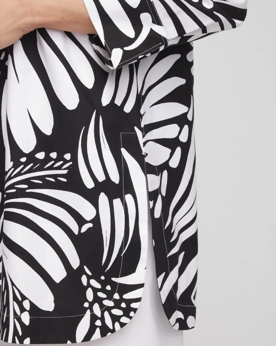 No Iron™ Printed Palms Button Down Tunic