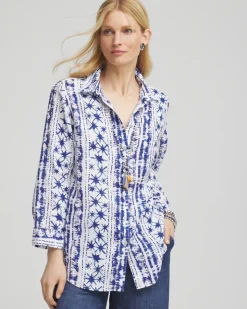 No Iron™ Star Print Linen Shirt