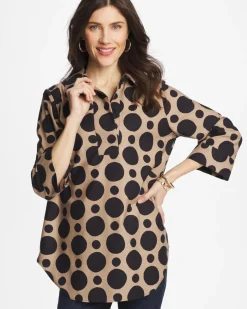 No Iron™ Stretch Global Dots Popover Tunic