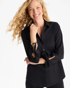 No Iron™ Stretch Poplin Tie-Cuff Tunic