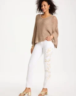 No Stain Girlfriend Floral Embellished Slim Ankle Jeans