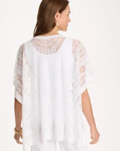 Notch Neck Burn Out Sweater Poncho