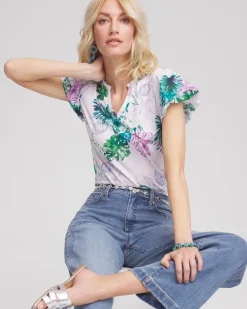 Notch Neck Cap Sleeve Tee