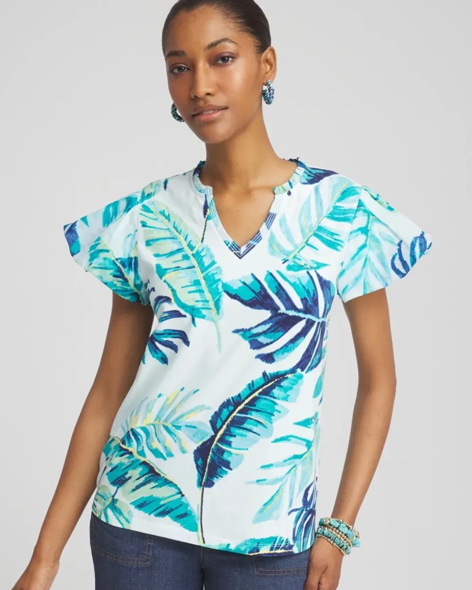 Notch Neck Cap Sleeve Tee