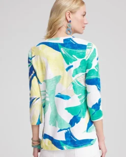 Ocean Print Slub Scoop-Neck Tee