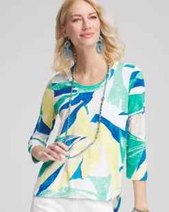 Ocean Print Slub Scoop-Neck Tee