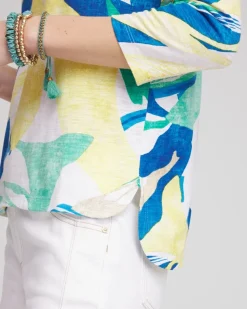 Ocean Print Slub Scoop-Neck Tee