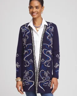 Open-Front Embroidered Cardigan