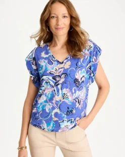 Paisley Cotton Slub Epaulette Tee