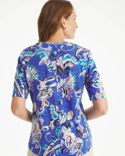 Paisley Cotton Slub V-Neck Tee