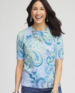 Paisley Crewneck Pullover Sweater