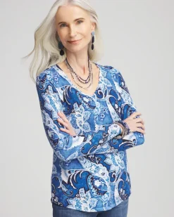Paisley V-Neck Pullover Sweater