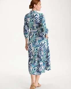 Palm Cotton-Rayon Slub Shirtdress