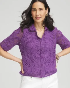 Palm-Frond Crochet-Lace Shacket