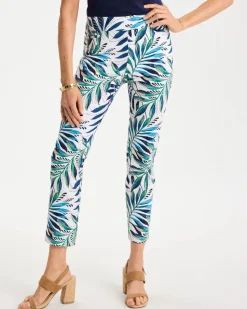 Palm Print Brigitte™ Slim Pull-On Crop Pant