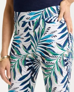 Palm Print Brigitte™ Slim Pull-On Crop Pant