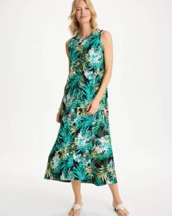 Palm Printed Knit Maxi Dress