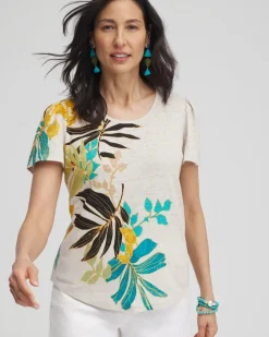 Palms Linen Flutter Sleeve Tee