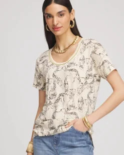 Panther Sweater-Trim Linen Tee