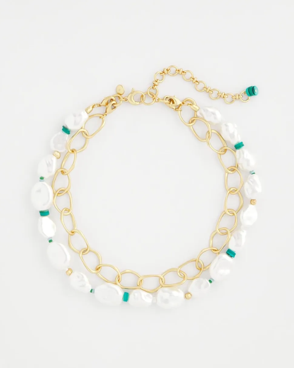 Pearlescent Goldtone Collar Necklace