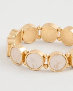 Pearlescent Goldtone Stretch Bracelet