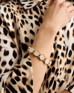 Pearlescent Goldtone Stretch Bracelet