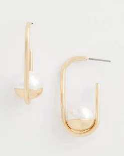 Pearl Gold Hoop Earrings