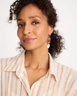 Pearl Hammered Drop Earrings