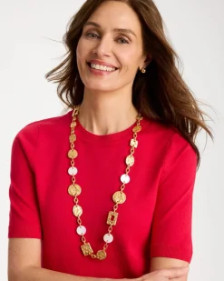 Pearl Hammered Long Necklace