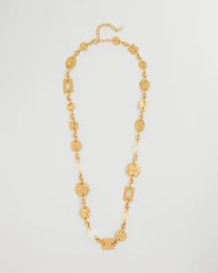 Pearl Hammered Long Necklace