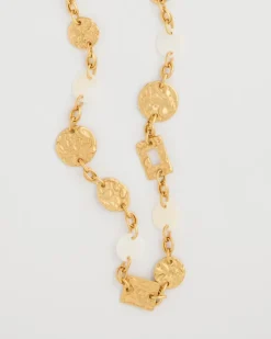 Pearl Hammered Long Necklace