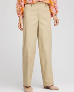 Petite Canvas Cargo Wide-Leg Pants