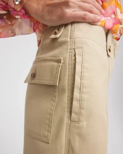 Petite Canvas Cargo Wide-Leg Pants