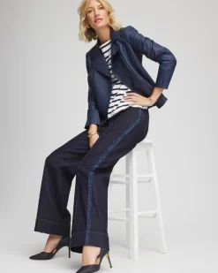 Petite Frayed High-Rise Wide-Leg Jeans