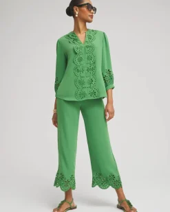 Petite Satin Eyelet Hem Culottes