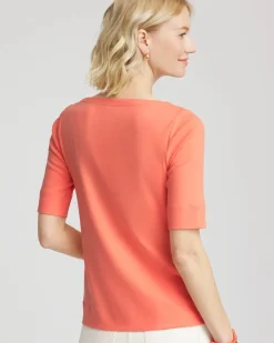 Pima Cotton Bateau-Neck Tee