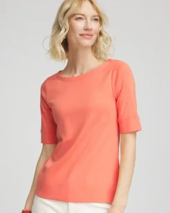 Pima Cotton Bateau-Neck Tee